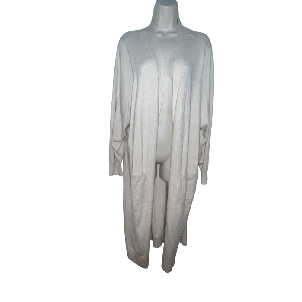 Torrid Women Knit Open Long Duster Sweater Pockets Beige Plus Sz 4 4X Cardigan
